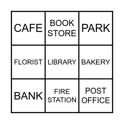 Places in town Bingo Card