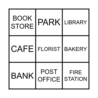 Places in town Bingo Card