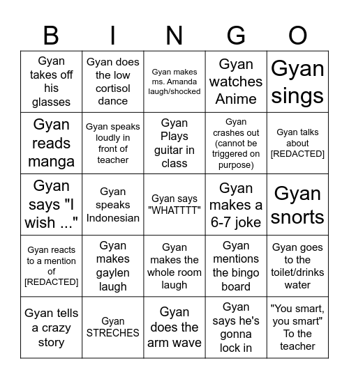 Gyan Bingo Board (Thursday) Bingo Card
