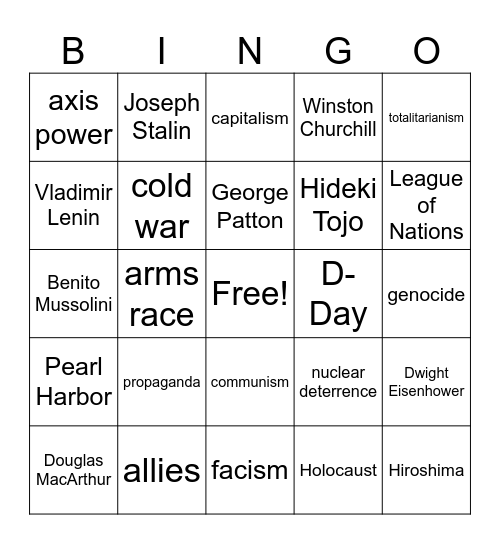World War 2 Bingo Card