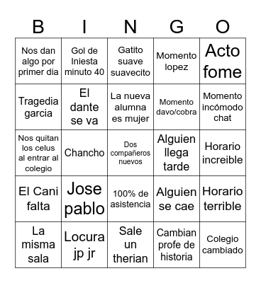 Primer dia 2026 Bingo Card