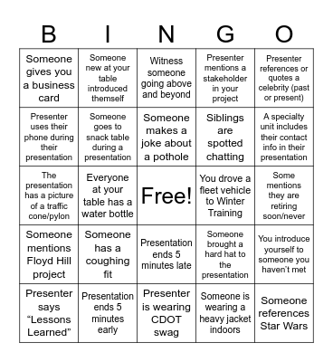 CDOT BINGO Card