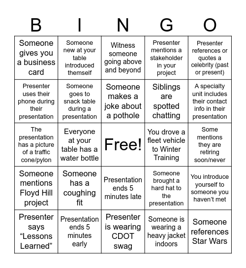 CDOT BINGO Card