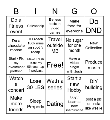 2026 bingo Card