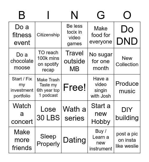 2026 bingo Card