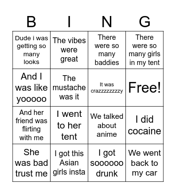 Dantes fun camping trip! Bingo Card