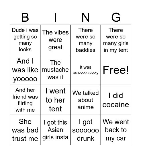 Dantes fun camping trip! Bingo Card