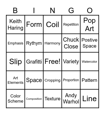 Art Bingo Card