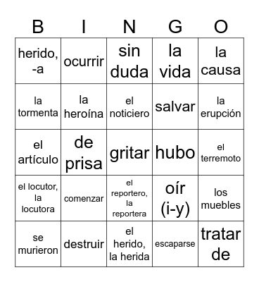Auténtico 2 5A Bingo Card