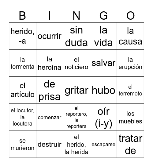 Auténtico 2 5A Bingo Card