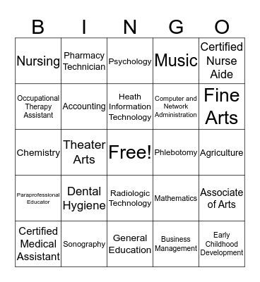 Career Exploration Bingo Card