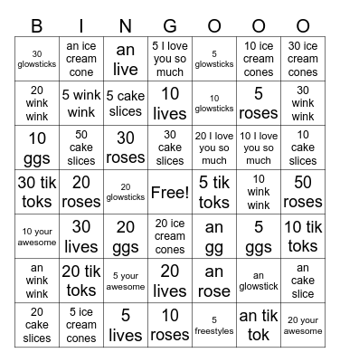 1 COIN BINGO LINGO Bingo Card