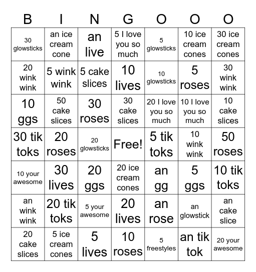 1 COIN BINGO LINGO Bingo Card
