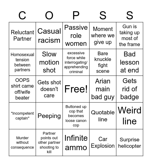 copss Bingo Card