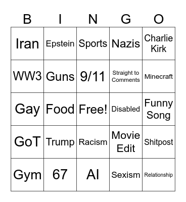 Reels Bingo Card