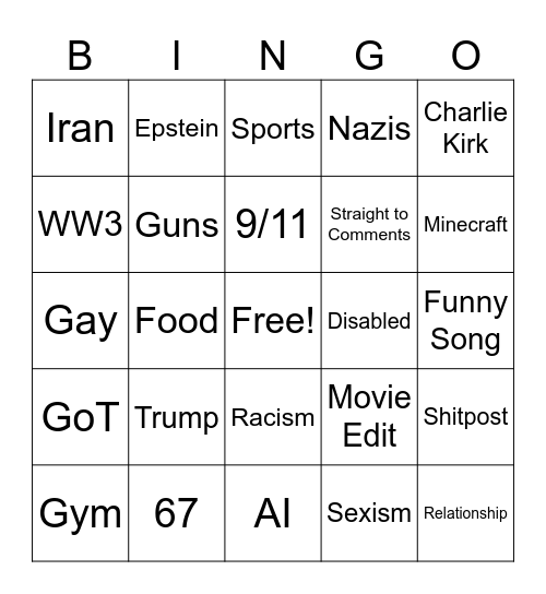 Reels Bingo Card