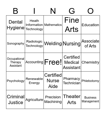 Career Exploration Bingo Card