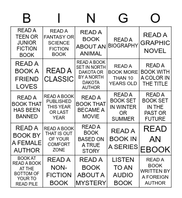 WINTER READING BINGO Card