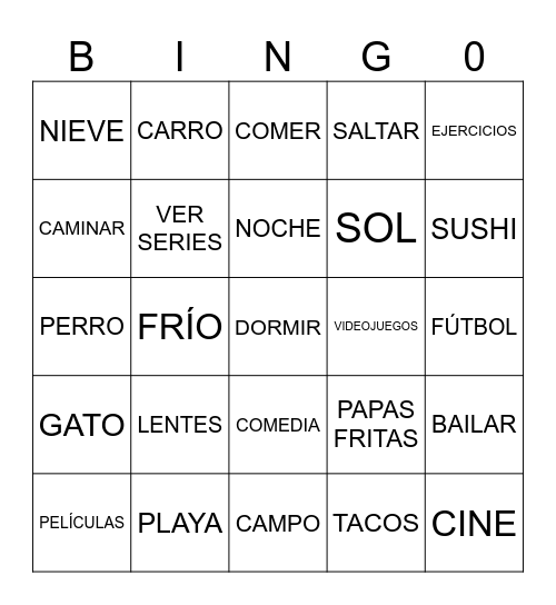 GUSTOS Bingo Card