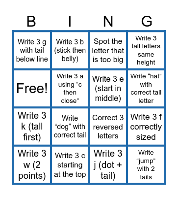 ✏️ Letter Formation Bingo Card