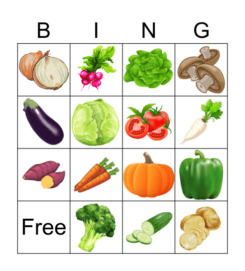 VEGETABLES BINGO Card