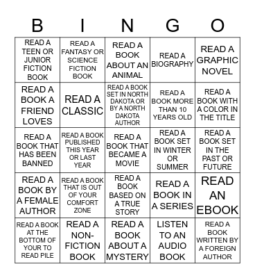 WINTER READING BINGO Card