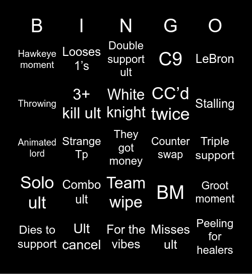 Rivals Bingi Bingo Card