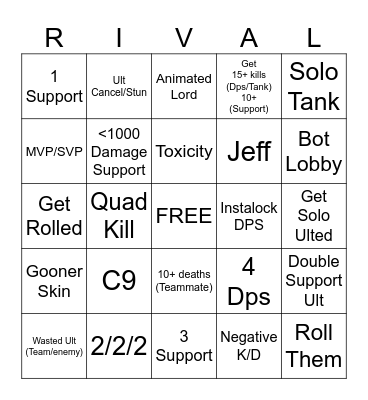 Marvel Rivals Bingo Card
