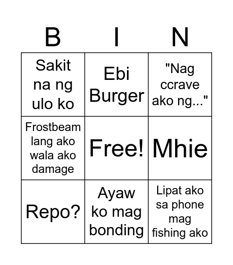 Papo Bingo Card