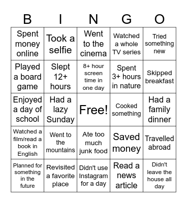 2026 Bingo Card Bingo Card