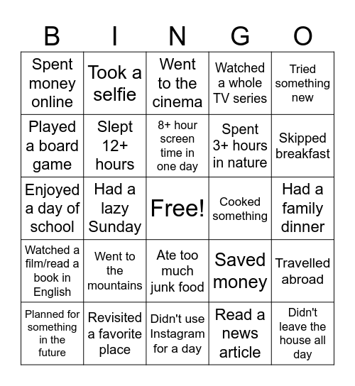 2026 Bingo Card Bingo Card