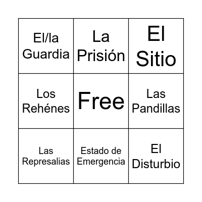 Vocabulario Bingo Card