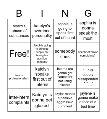 Open Forum Bingo Card