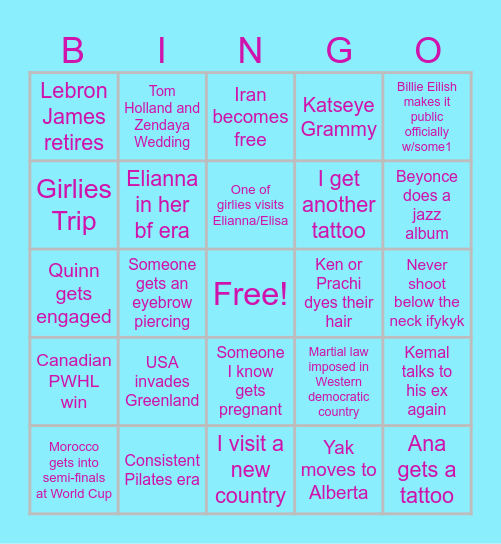 2026 Annual Bingo Card