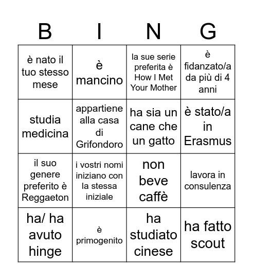 People Bingo! Bingo Card