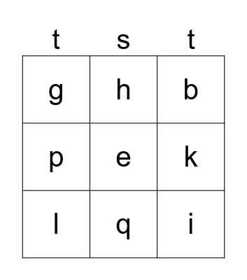 test bingo Card