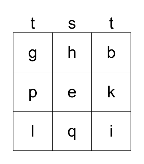 test bingo Card