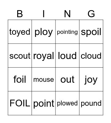 Oi Oy/Ou Ow BINGO Card