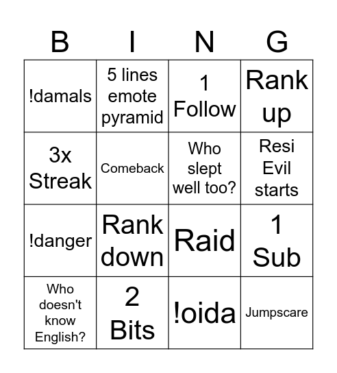 Untitled Bingo Card