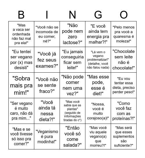 BINGO DOS VEGANOS - EDIÇÃO MESA DE PÁSCOA Bingo Card