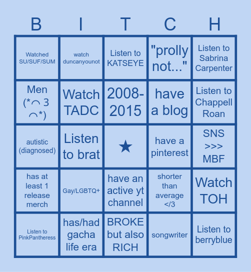 HOW SIMILIAR R U TO ME Bingo Card
