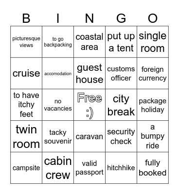 TRAVEL Bingo Card