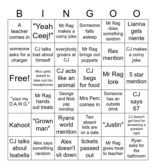 Italian Bingo Card