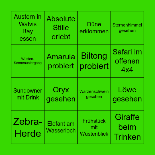 Namibia Bingo🐆(1) Bingo Card
