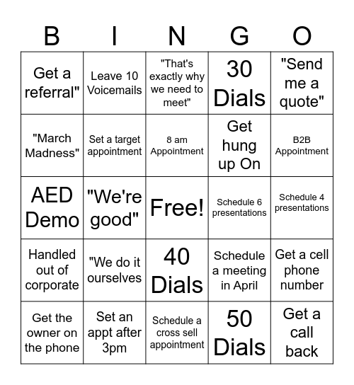 Phone Block Bingo Card