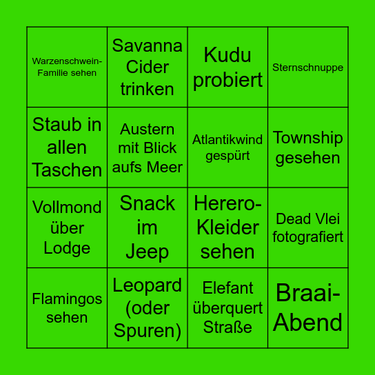 Namibia Bingo🐆(4) Bingo Card