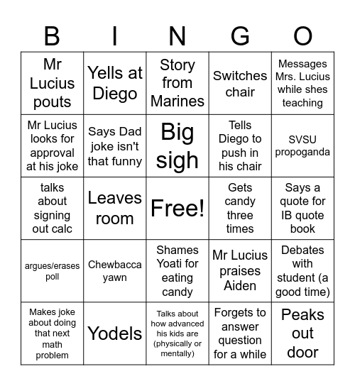 J -Lu Woo-Hoo Bingo Card
