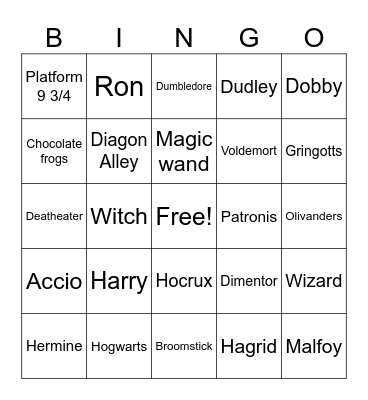 Harry PotterHo Bingo Card