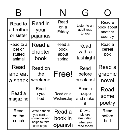 March Reading Bingo Card