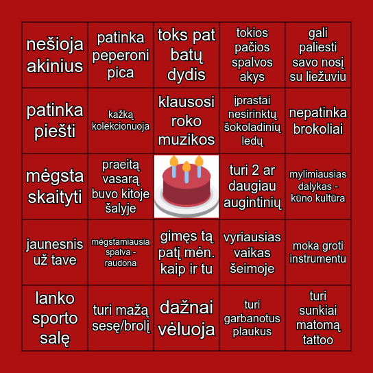 SUSIPAŽINK Bingo Card